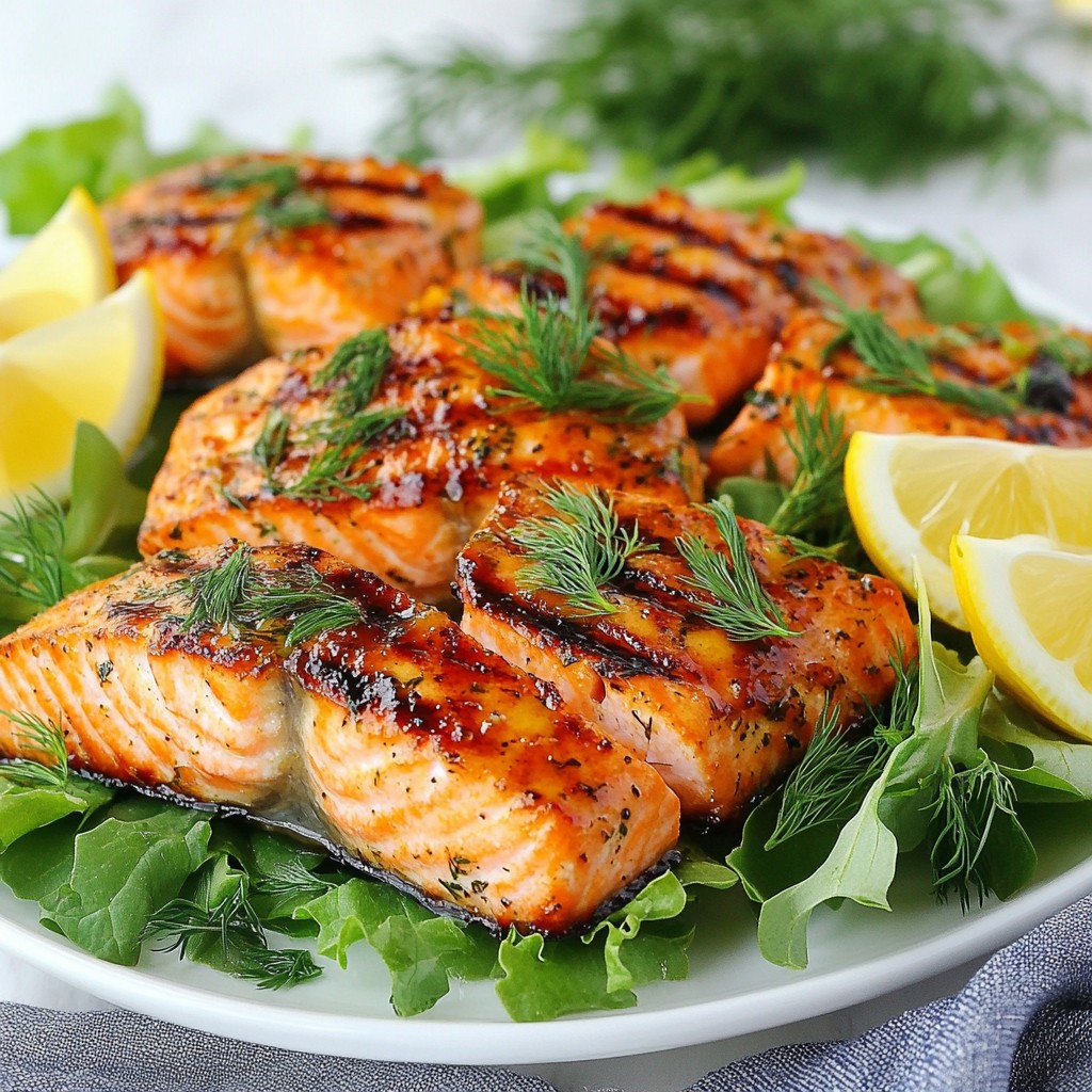 Savory restaurant-style Herb Grilled Salmon Fillets