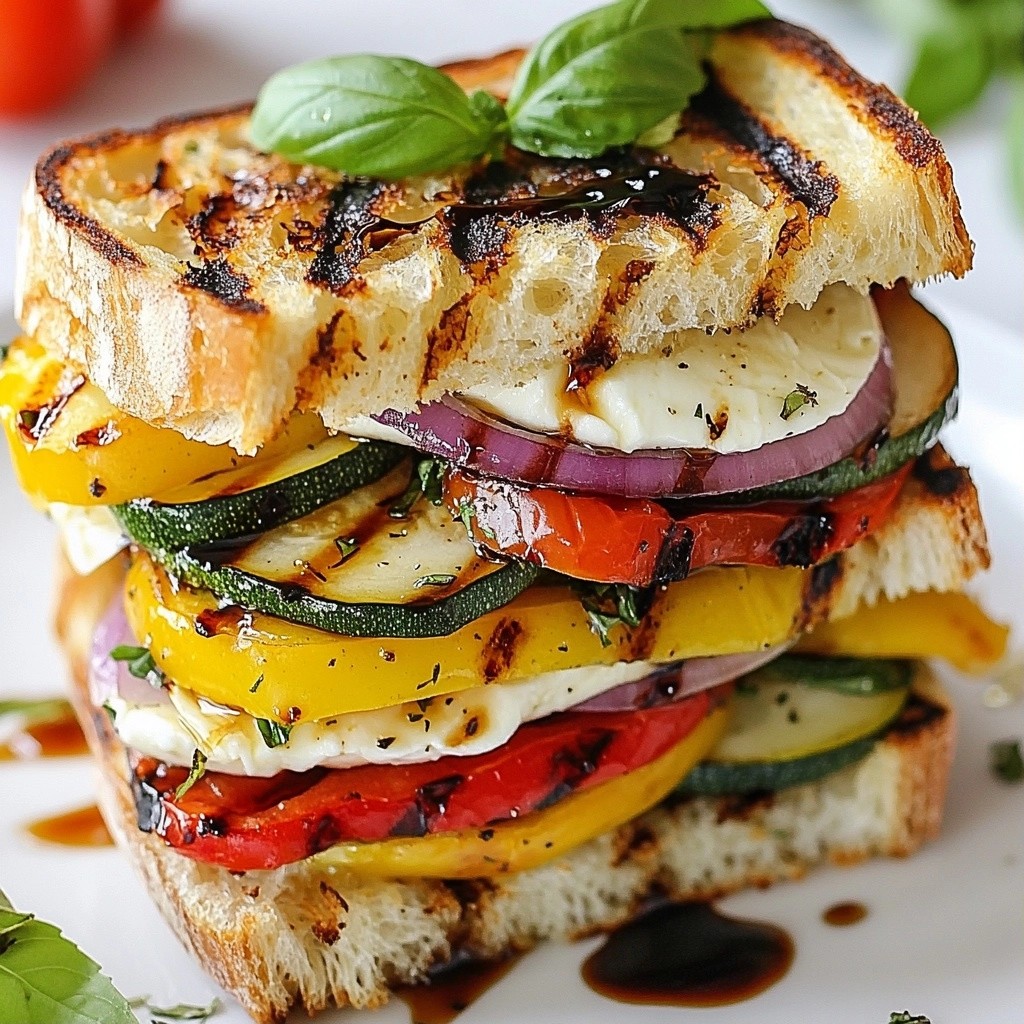 Juicy Homemade Fast Food Grilled Veggie Panini Delight